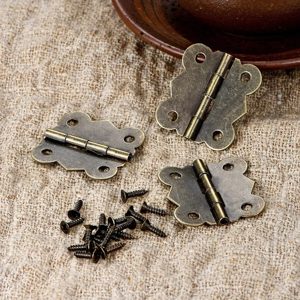 Boxes Hinges Small Hinges Antique Bronze W/ Screws Box Hinge Box Hinges Bronze Color Iron Accessories Boxes Doll Rooms
