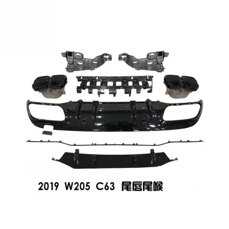 

2019 Year up C Class W205 C63 Rear Diffuser and Exhaust Tip for C200 Matic C400 Matic C63 Rear Lip with Exhaust Tips