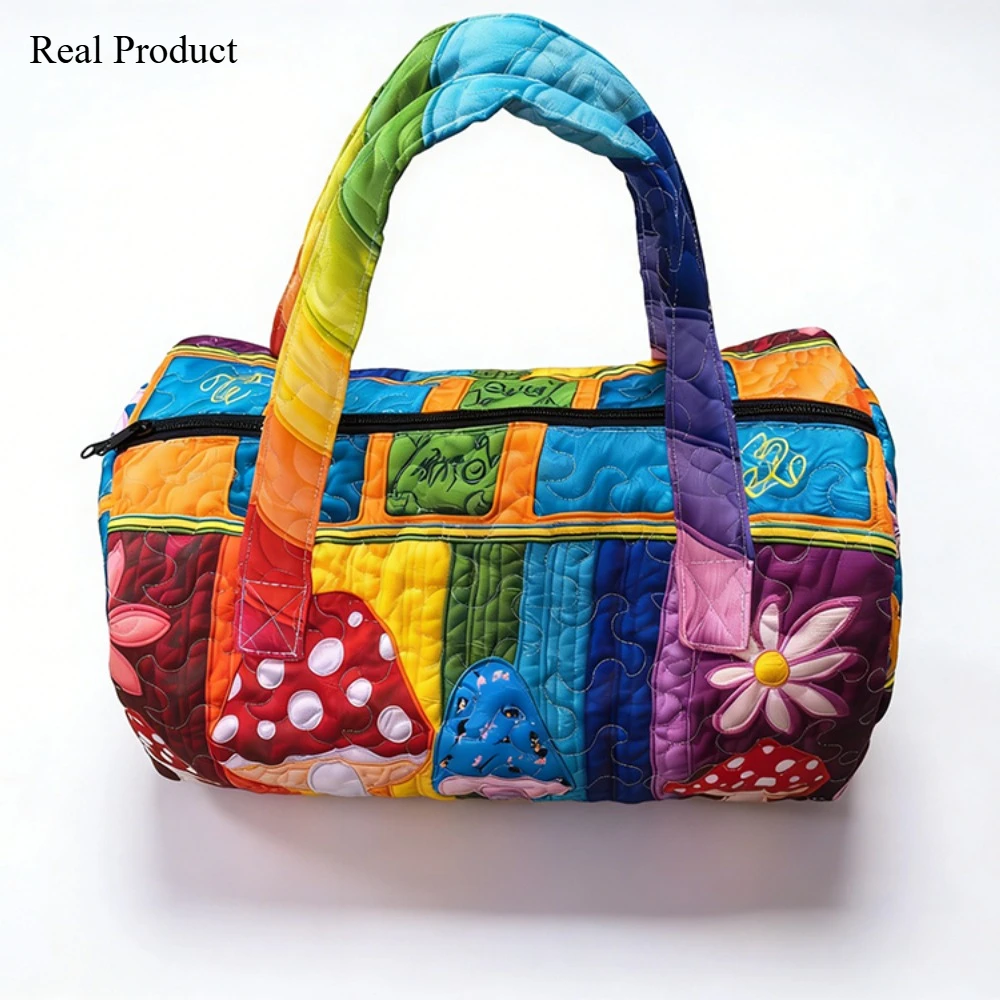 Handmade Quilted Travel Bag Vintage Artistic Camper Nature Duffle