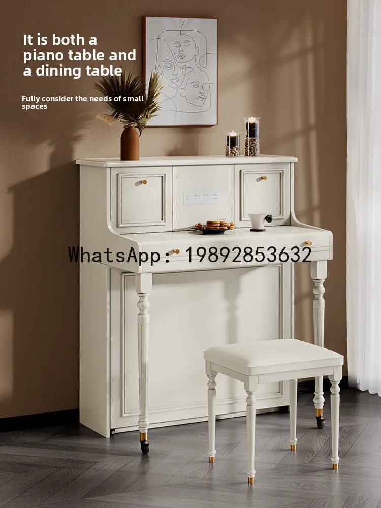 YFY Cream Style Extendable Island Dining Table Integrated Home French Small Apartment 2025 New Model Foldable