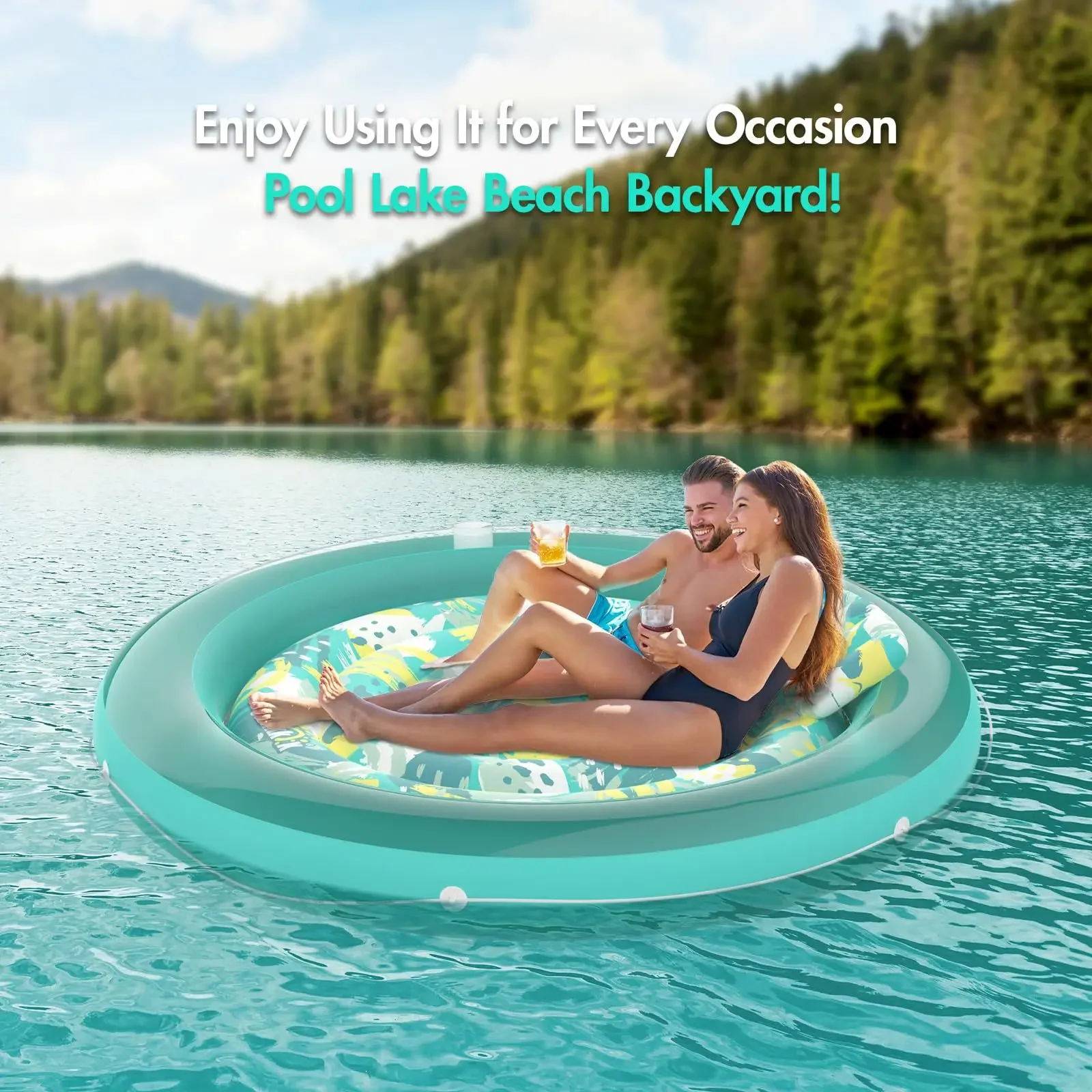 Adult Outdoor Tanning Pool Lounge Chair Oval Inflatable Water Bed Pool Backrest Lounge Lawn