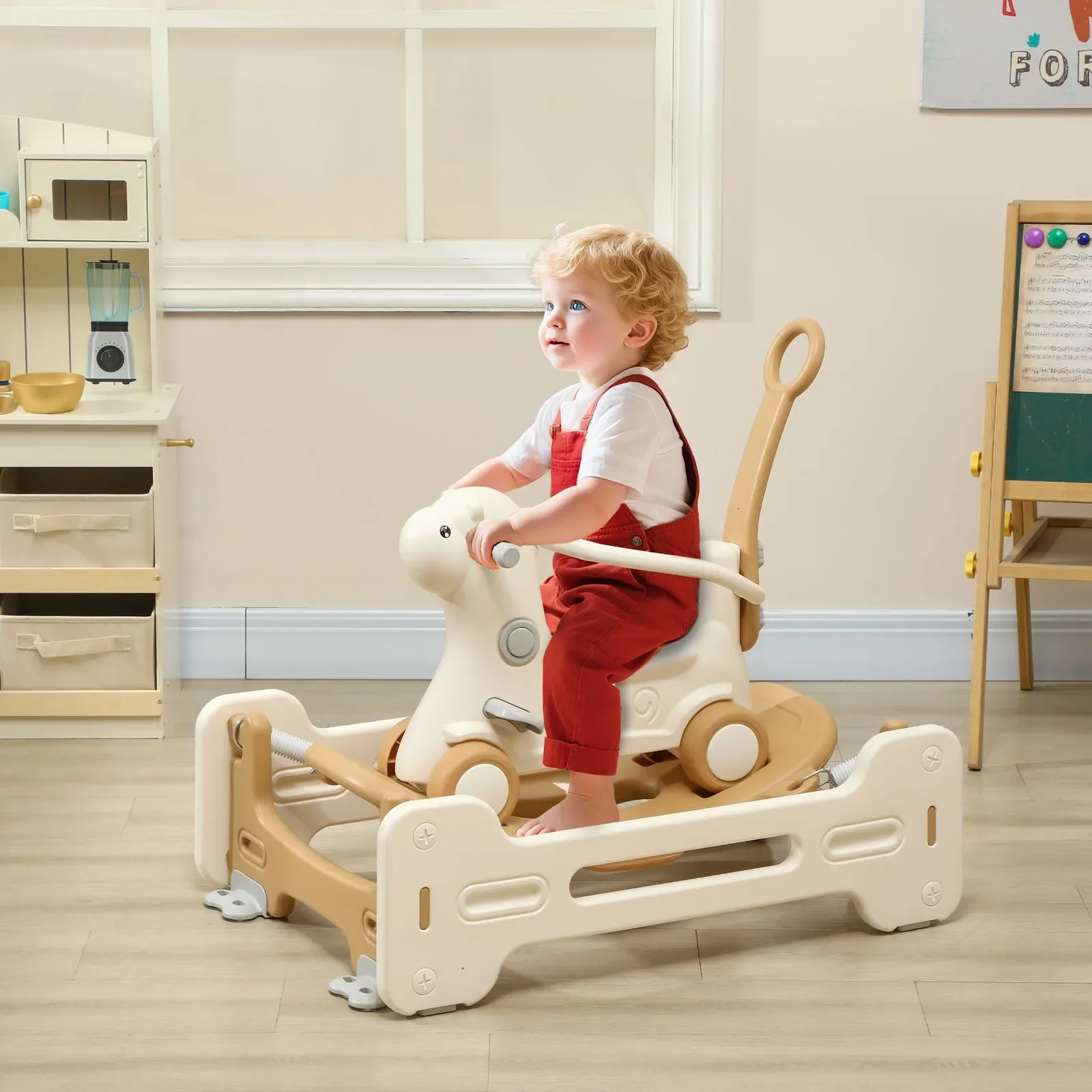 5 in 1 Kids Rocking Horse, Alpaca Toddler Spring Rocking Toy
