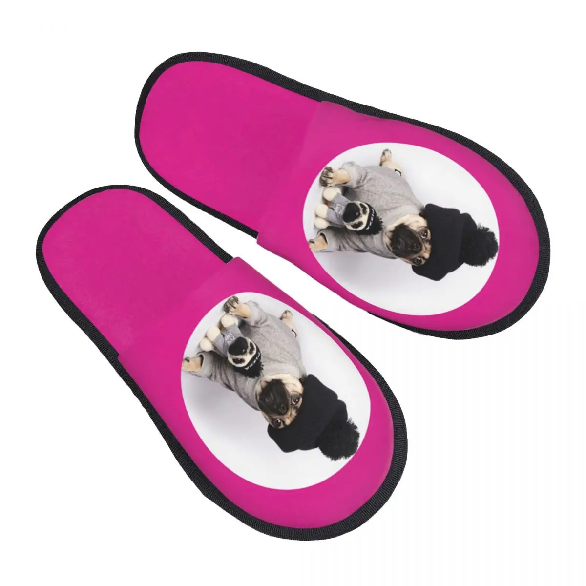 Pug Puppy Dog Slipper For Women Men Fluffy Winter Warm Slippers Indoor Slippers