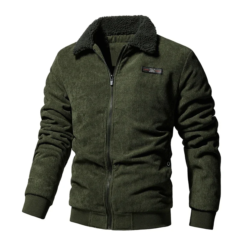 Chaqueta de pana gruesa de invierno para hombre, abrigo con forro polar, nueva chaqueta Parka a prueba de viento, chaquetas de marca informales de negocios de moda coreana para hombre