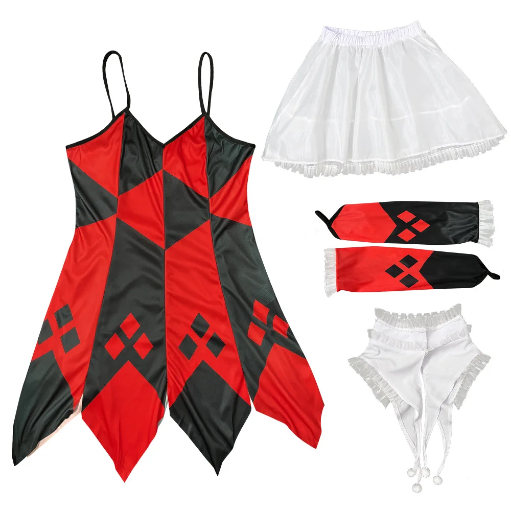 Костюм на Хэллоуин, косплей, цирковой клоун, Харли, злотые нерегулярные топы, короткие юбки, карнавальный костюм для тематической вечеринки, женские наряды