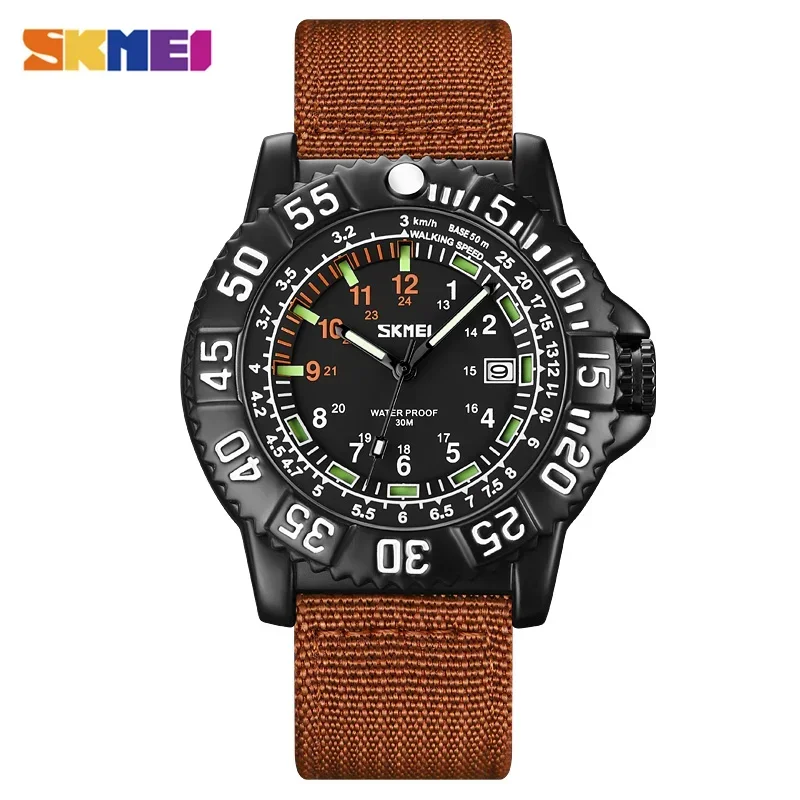 SKMEI 9281 Fashion Sport Men Quartz Watch Nylon Luminous Date Calendar Mens Waterproof Wristwatches Military Clock reloj hombre