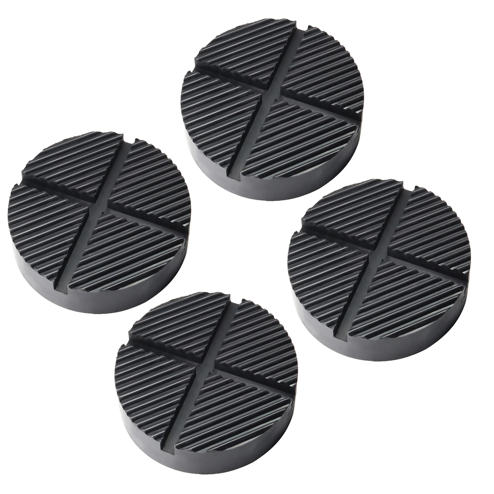 4x Cross Slotted Portable Car Lift Jack Stand Rubber Pads Black Rubber Slotted Floor Jack Pad Frame Rail Adapter Universal Jack