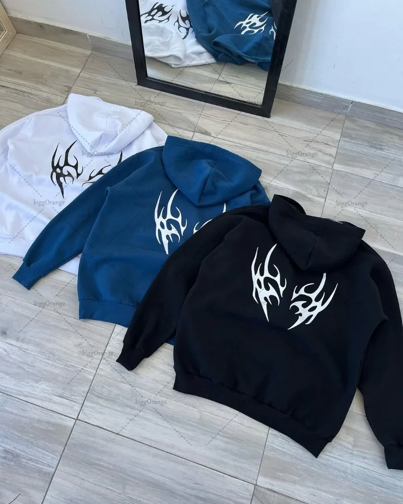

Retro Harajuku Y2K Graphic Printed Streetwear Hoodie Men Y2K 2025 New American Hip-hop Casual Fashion Oversized Sweatshirt Women