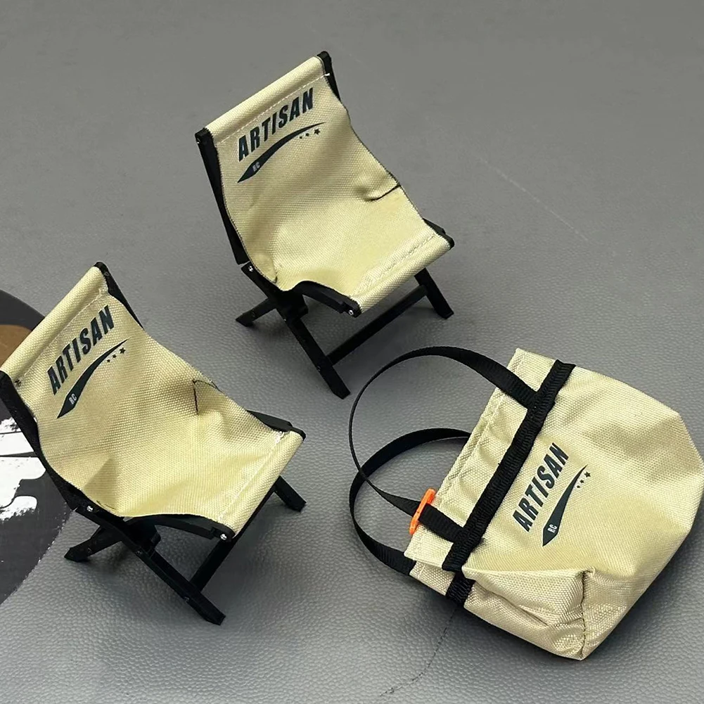 1/10 Mini Roll-Up Table Chairs Foldable Camping Gear Outdoor Simulation Model Decoration Toys Photography Props