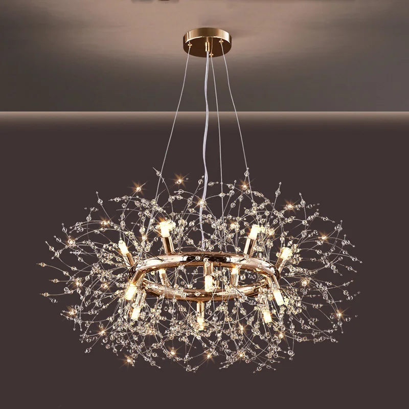 

Modern LED Pendant Lights Dandelion Chandeliers Dinning Living Room Bar Round Personality Creative Art Crystal Ceiling Lamps