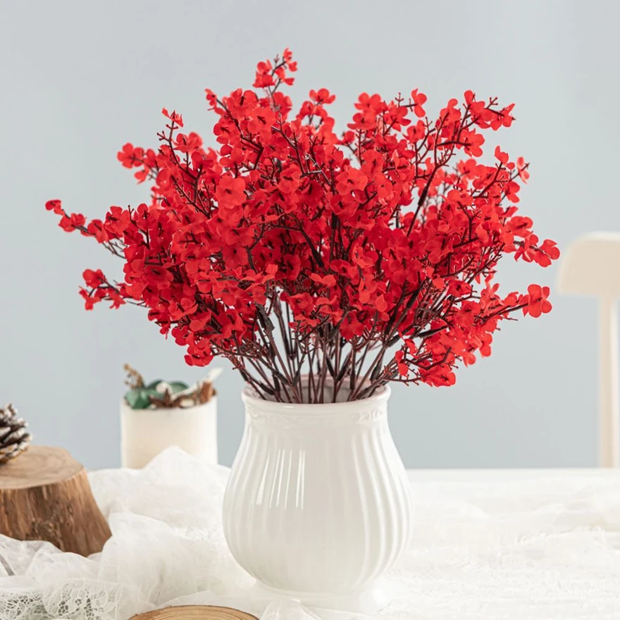 Artificial Flower Silk Gypsophila Peach Home Vase Table Outdoor Garden Arch Wedding Bridal Bouquet Festival Cheap DIY Decoration