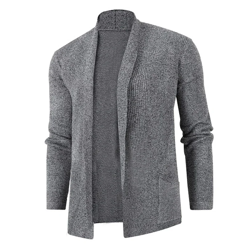 

LIBIELIY New Retro Men's Sweater Men's Cardigan Stitching Contrast Color Long Sleeved Slim Fit Sweater Jacket Outerwear Fit Swea