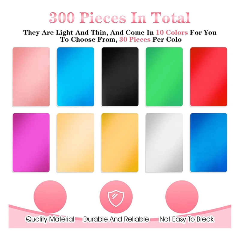 

Metal Business Card 300PCS Metal Business Card Blanks,3.4x2.2Inch Multipurpose Aluminum Sheet Engraving Colorful DIY