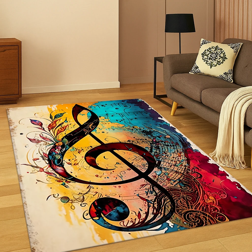3D Music Note Art Carpet Rug Floor Mat for Living Room Sofa Home Bedroom Doormat Kitchen Decor,Playroom Non-slip Area Rug Gift