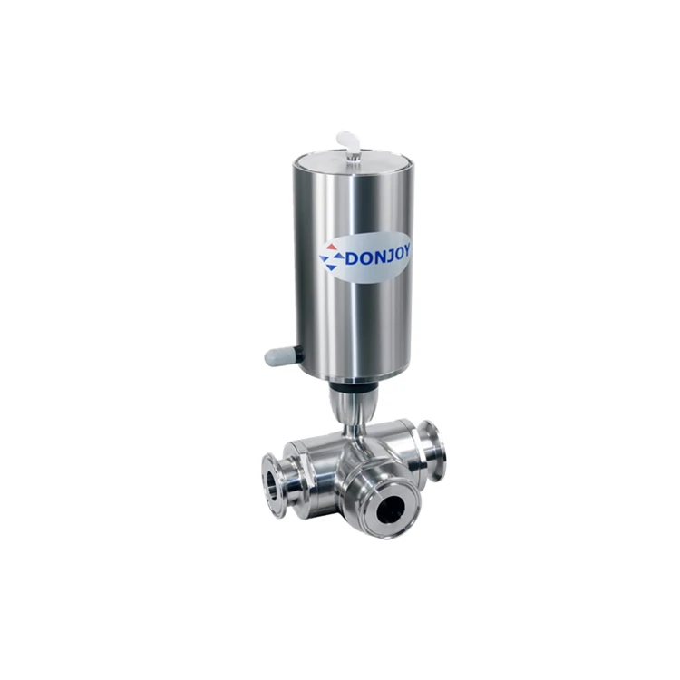 DONJOY SS304 316L pneumatic 3-way ball valve sanitary three way ball valve stainless steel ball valve