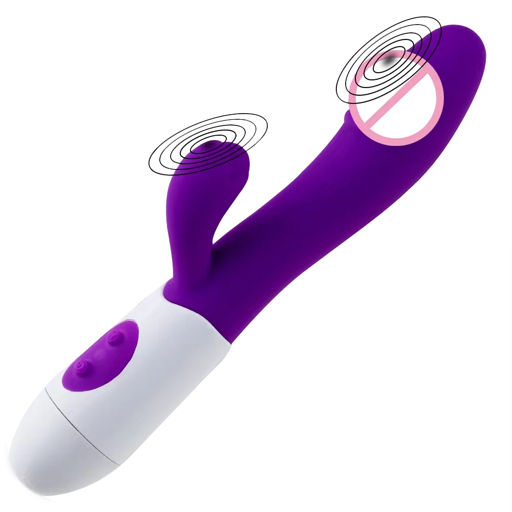 Silicone G Spot Dildo Rabbit Vibrator Dual Vibration 10 Speeds Female Vagina Clitoris Massager Adult Sex Toys For Women