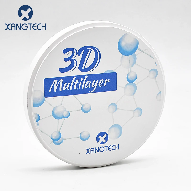 Xangtech 3d Meerlagig Zirkoniumoxide Blokken Zirkoniumschijven Doorschijnendheid 42%-47% Tandheelkundig Laboratoriummateriaal A1 A2 A3 Kleur 98Mm