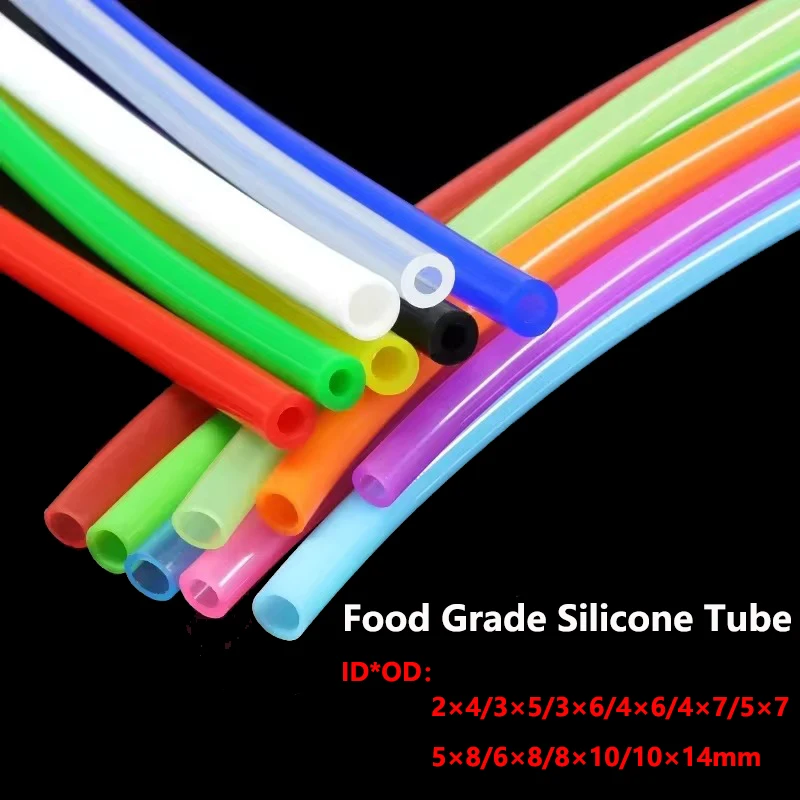 1m Food Grade Silicone Tube ID 2 3 4 5 6 8 9 10 mm Flexible Rubber Soft Drink Pipe Water Connector Aquarium Air Plumbing Hose