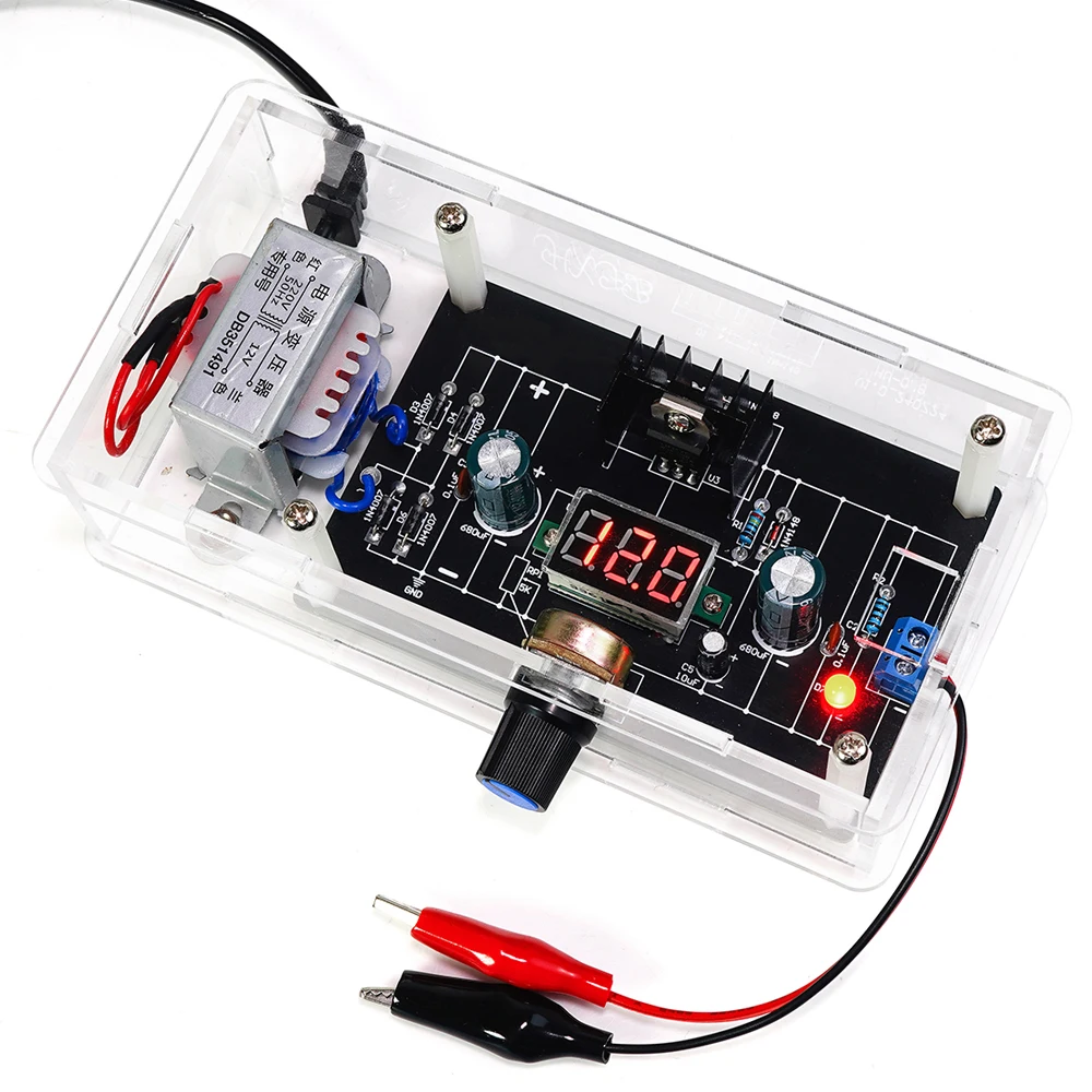 DIY Kit Electronic LM317 Adjustable DC Regulated Voltage 110V 220V DIY Soldering Kit Output Voltages 1.25V-12.5V Digital Display