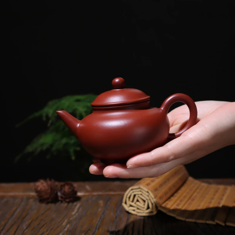 Chaozhou Cinnabar hand-pulled kettle, Traditional handicrafts, Teochow Specialties, Kungfu Teapot, Handmade Jade Pavilion Pot