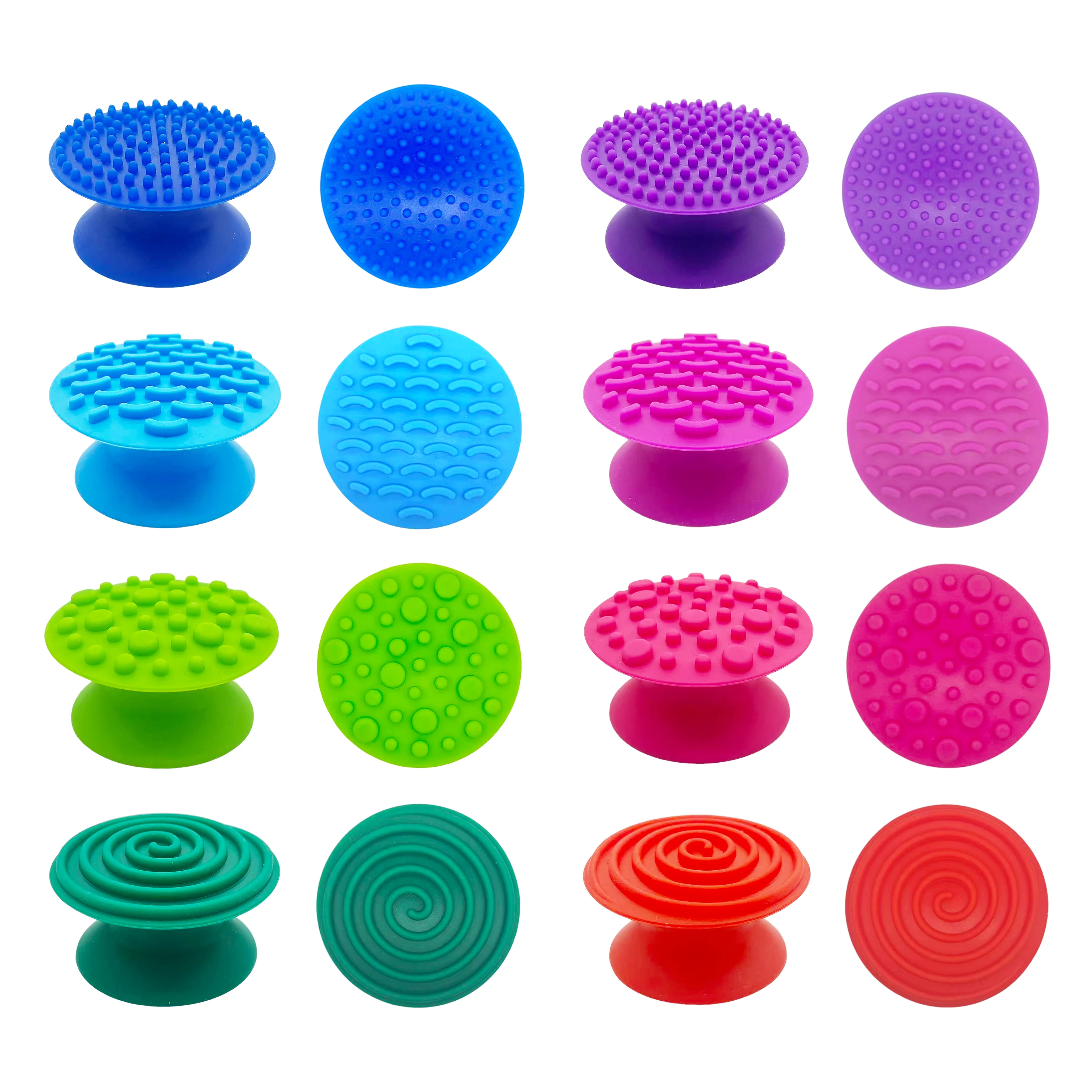8 pçs sensorial brinquedos fidget silicone formas redondas texturizadas pedras de sucção autismo reconhecimento de cor espremer dedos massagem