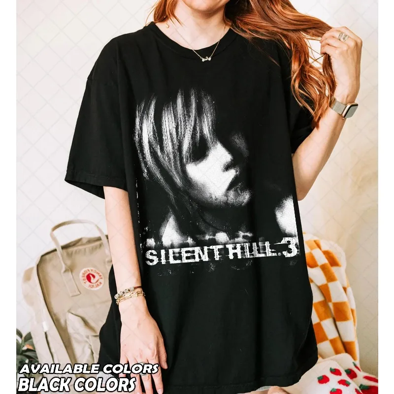 Retro Silent Hill 3 Triangle Head T-shirt, Horror Game Player Pattern T-shirt for Women, Summer New Unisex High Street T-shirt