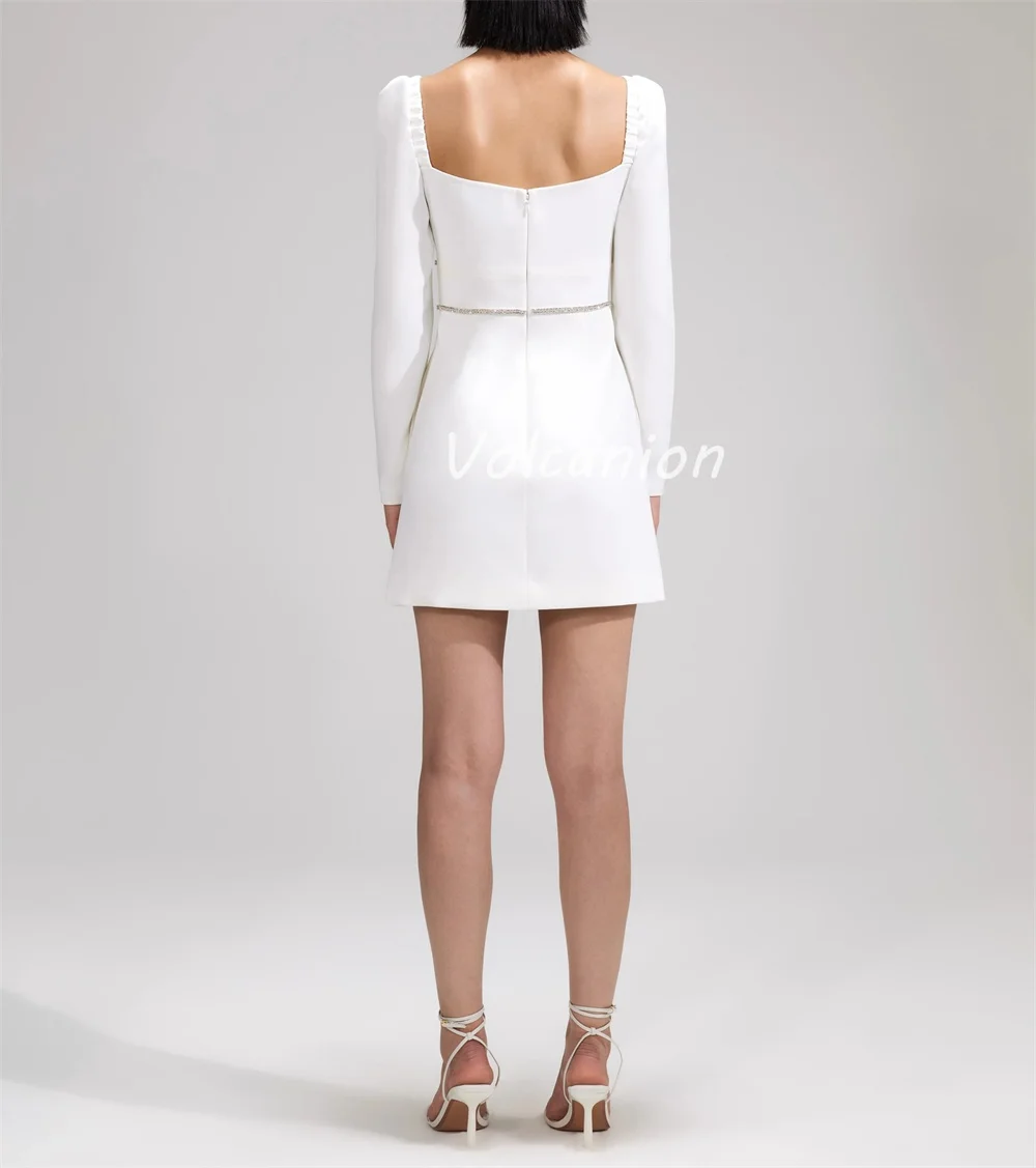 Customized High Quality Classic Jersey Sequined Pleat Square Neck Mini Dresses Bespoke Occasion Dresses Modern Style Fashion