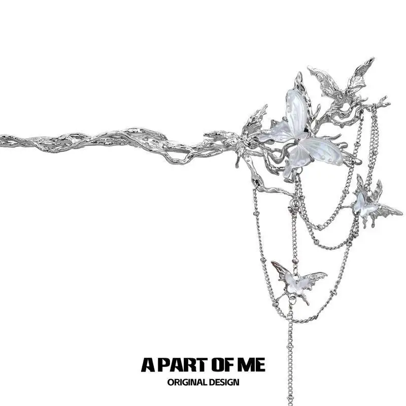 

Холодная фея, оригинальный дизайн, заколка для волос с кисточкой-бабочкой, белая ракушка-бабочка, высококачественный головной убор в крутом стиле