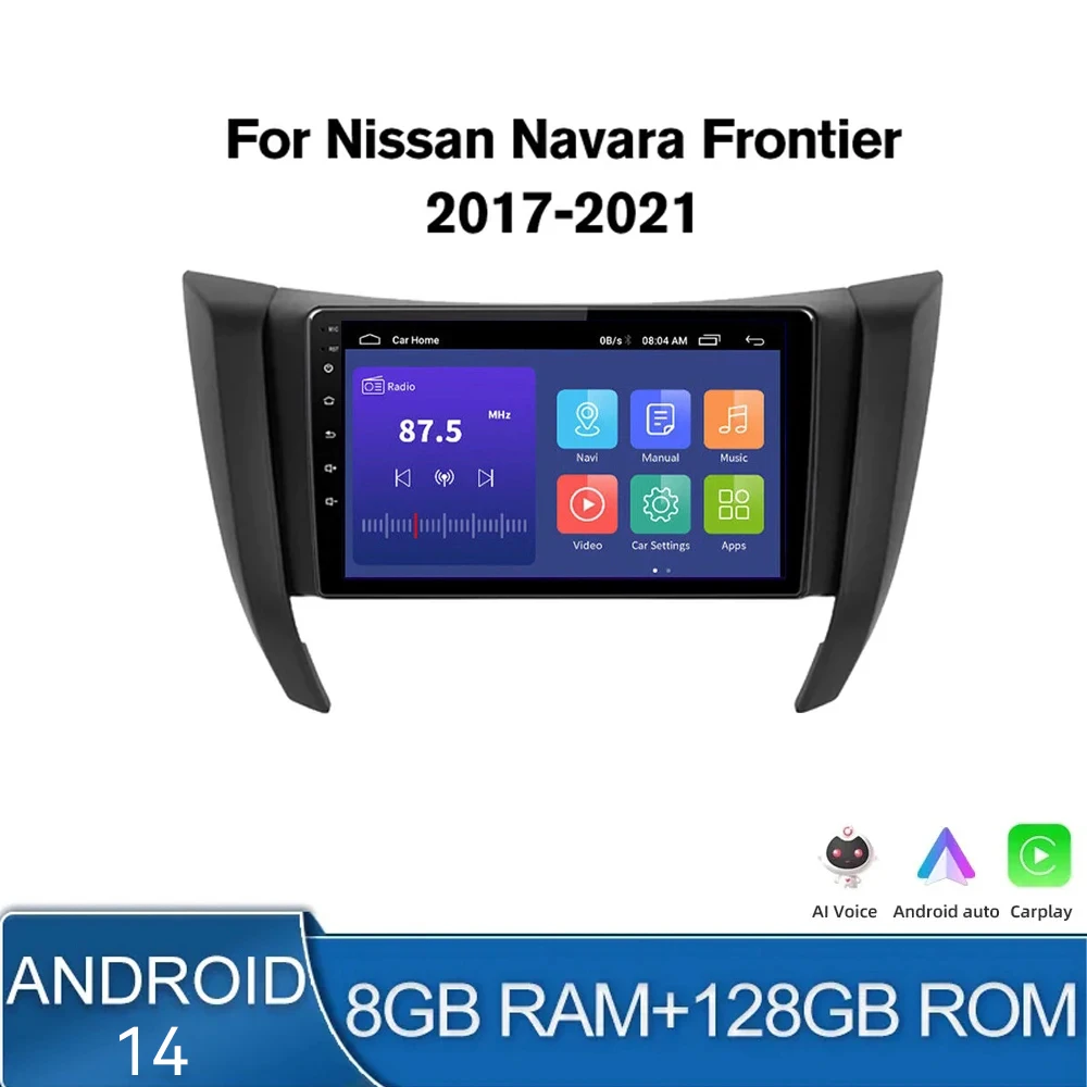 

8G+128G Car Radio For Nissan Navara Frontier NP300 4 D23 2014 - 2020 2021 GPS 4G Carplay Multimedia Video Player No 2 Din dvd