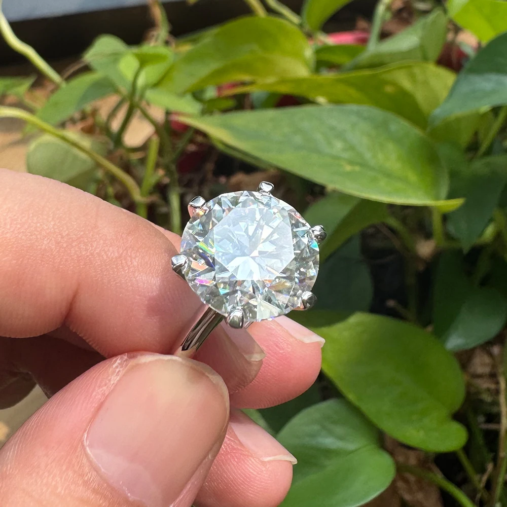 EWYA GRA Certified 0.5-10CT D Color Moissanite Solitaire Engagement Rings for Women Silver 925 Wedding Bridal Big Diamond Band
