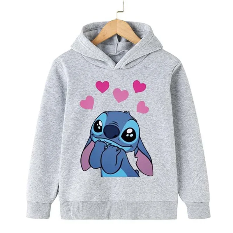 Disney Stitch Men and women Hoodies Long Sleeves Cartoon Sweatshirt Baby Children Clothing Autumn Pullovers Kids Street Wear