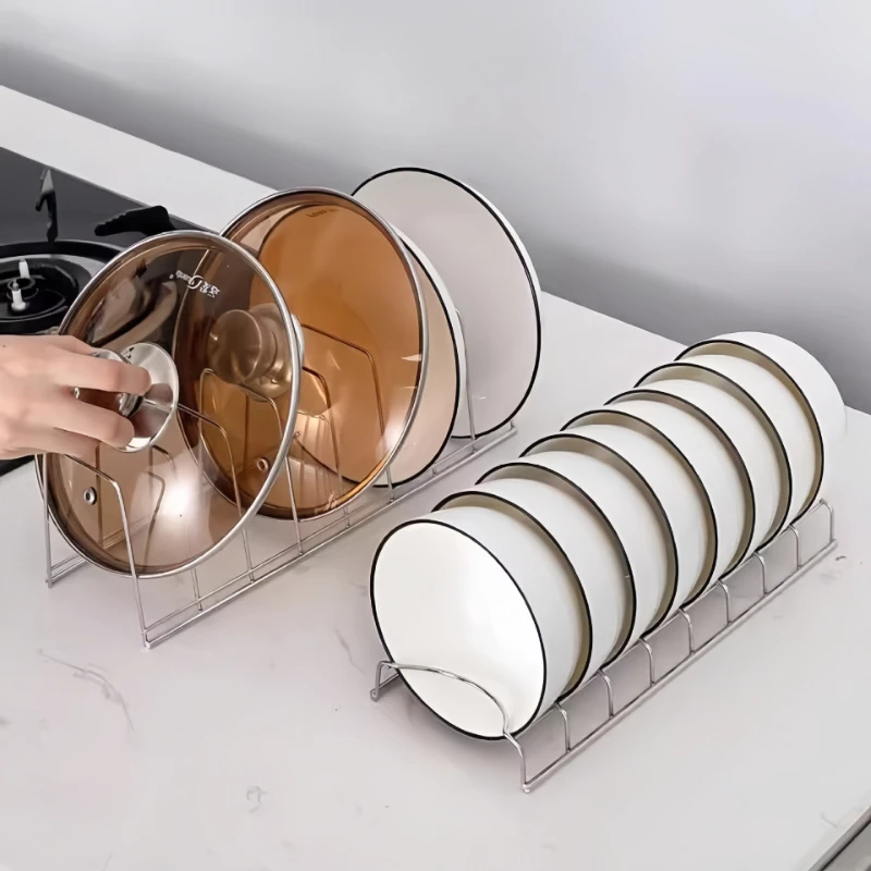 Estante de Almacenamiento de Acero Inoxidable para Platos y Tazones de Cocina, Escurridor de Platos para Gabinete de Cocina, Estante de Almacenamiento para Platos y Tazones