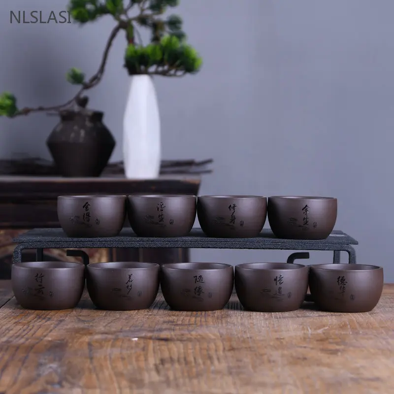 40ML Antique Purple Clay Tea Cup Chinese Portable Master Cup Household Tea Accessories Traditional Zisha Small Tea Bowl