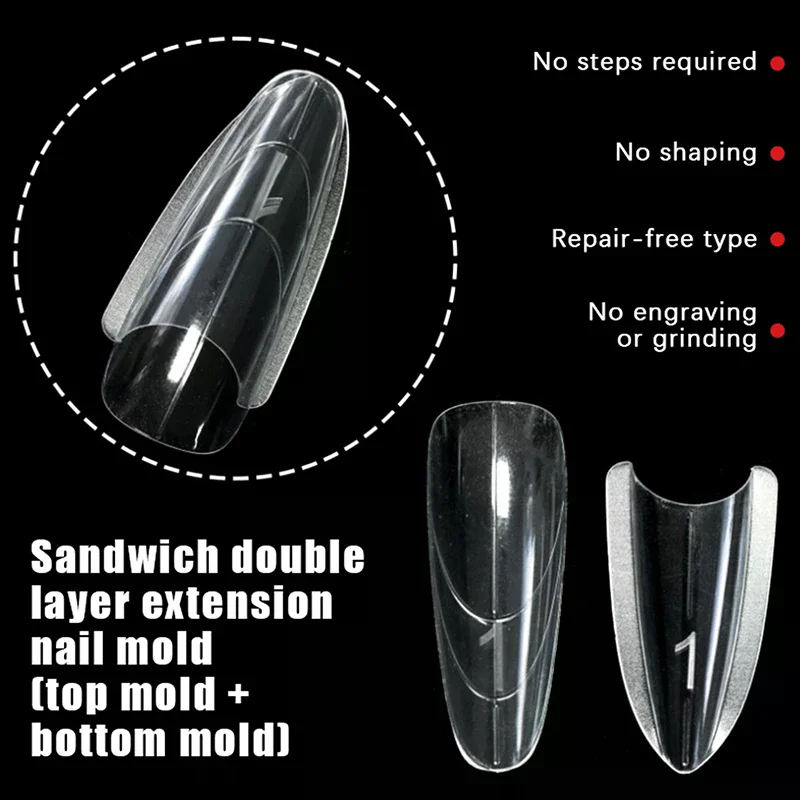 Sandwich Dual Nail Forms 240pcs 15size Extensions-Dual Forms Coffin Almond Nail Forms Top Mold Bottom Mold