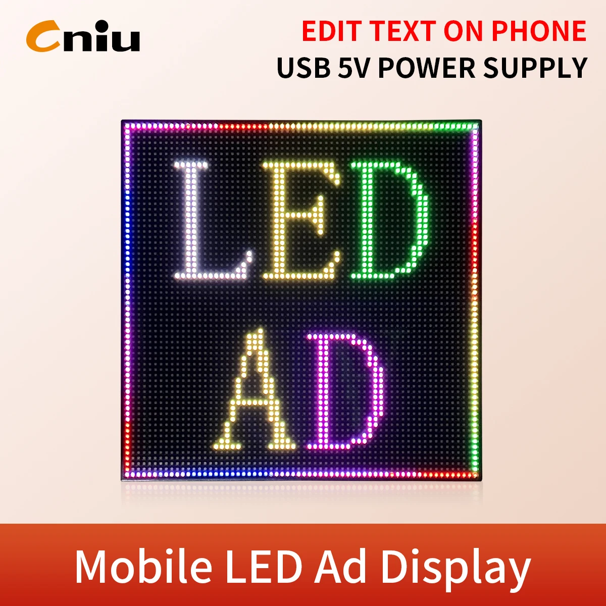 P3 7‑Color LED Advertising Display, LED Screen for Street Stall, Night Market, Counter,  Controlled by Phone