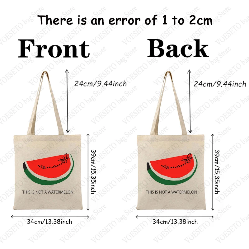 This Is Not A Watermelon Pattern Tote Bag Canvas Shoulder Bags for Against War Women\'s Reusable Shopping Bag Best Gift for Peace