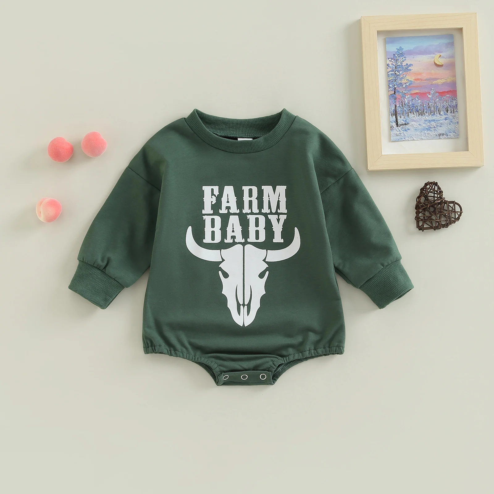 Autumn Baby Boys Girls Cotton Sweatshirts Bodysuits Long Sleeve  Cartoon Cow Letter Print Loose Rompers Jumpsuit Outfits