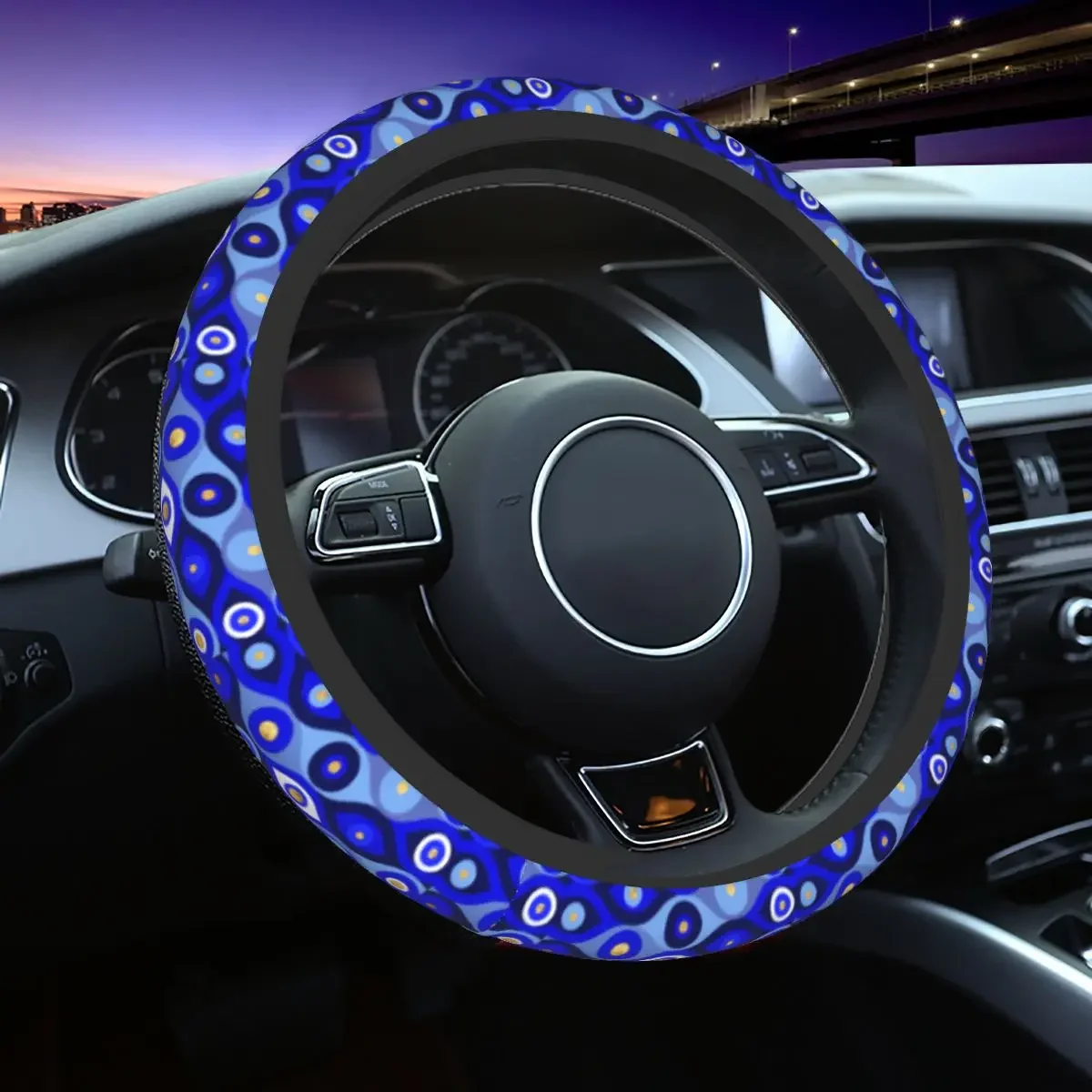 Car Steering Wheel Cover Greek Matiasma Evil Eye Blues Greek Amulet Nazar Car-styling Fashion Steering-Wheel Accessorie