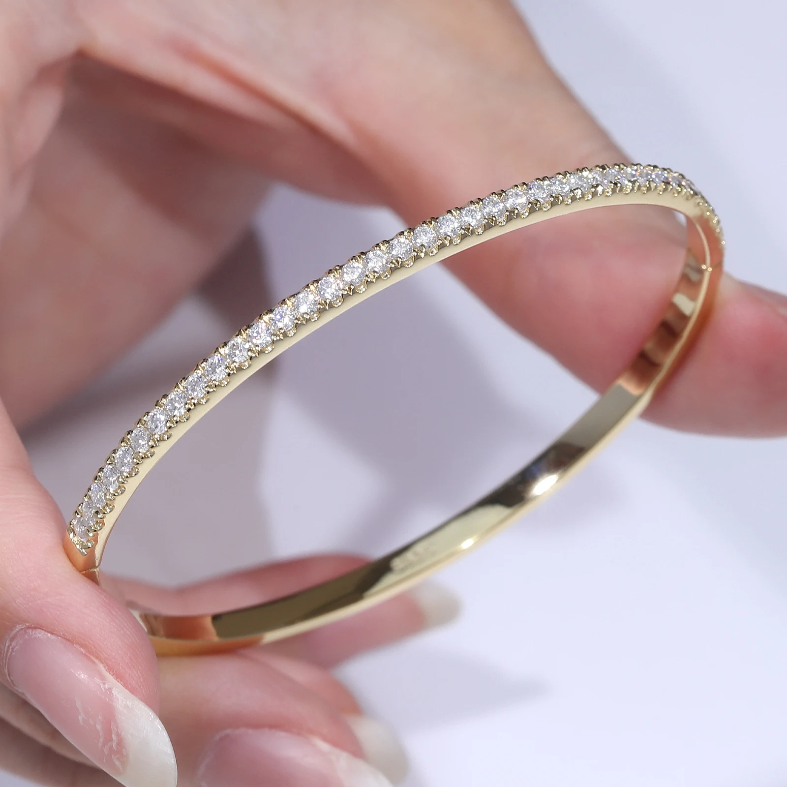 Provence Minimalist Bangle Silver KGold DEF/VS Lab Diamonds half band Elegant Bracelet For Women Fine Jewelry Parties Custom