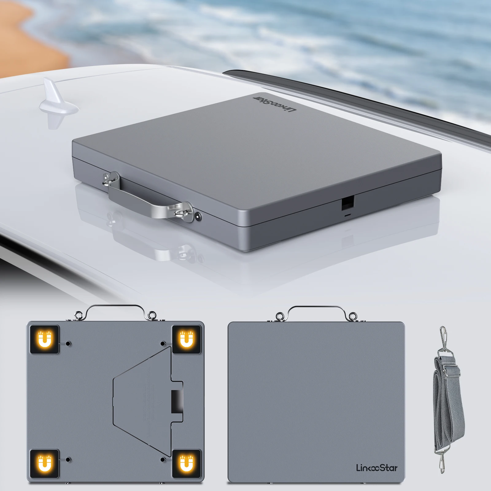 All-in-One Tragbare Schutzhülle für Starlink Mini mit Stabilem Saugnapf für Auto-Armaturenbrett und Sonnendach, Outdoor-Zubehör