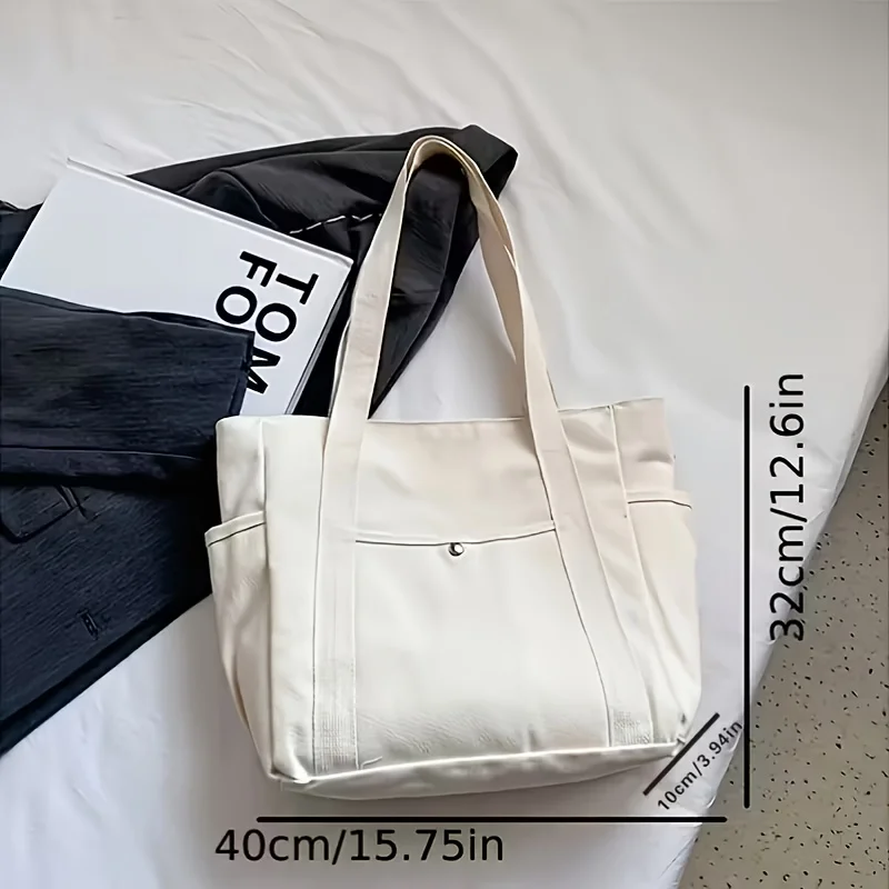 Personalized Custom Logo Photo Large Capacity Canvas Tote Bag Zipper Shoulder Handbag Travel Work Shopping Bag Christmas Gift