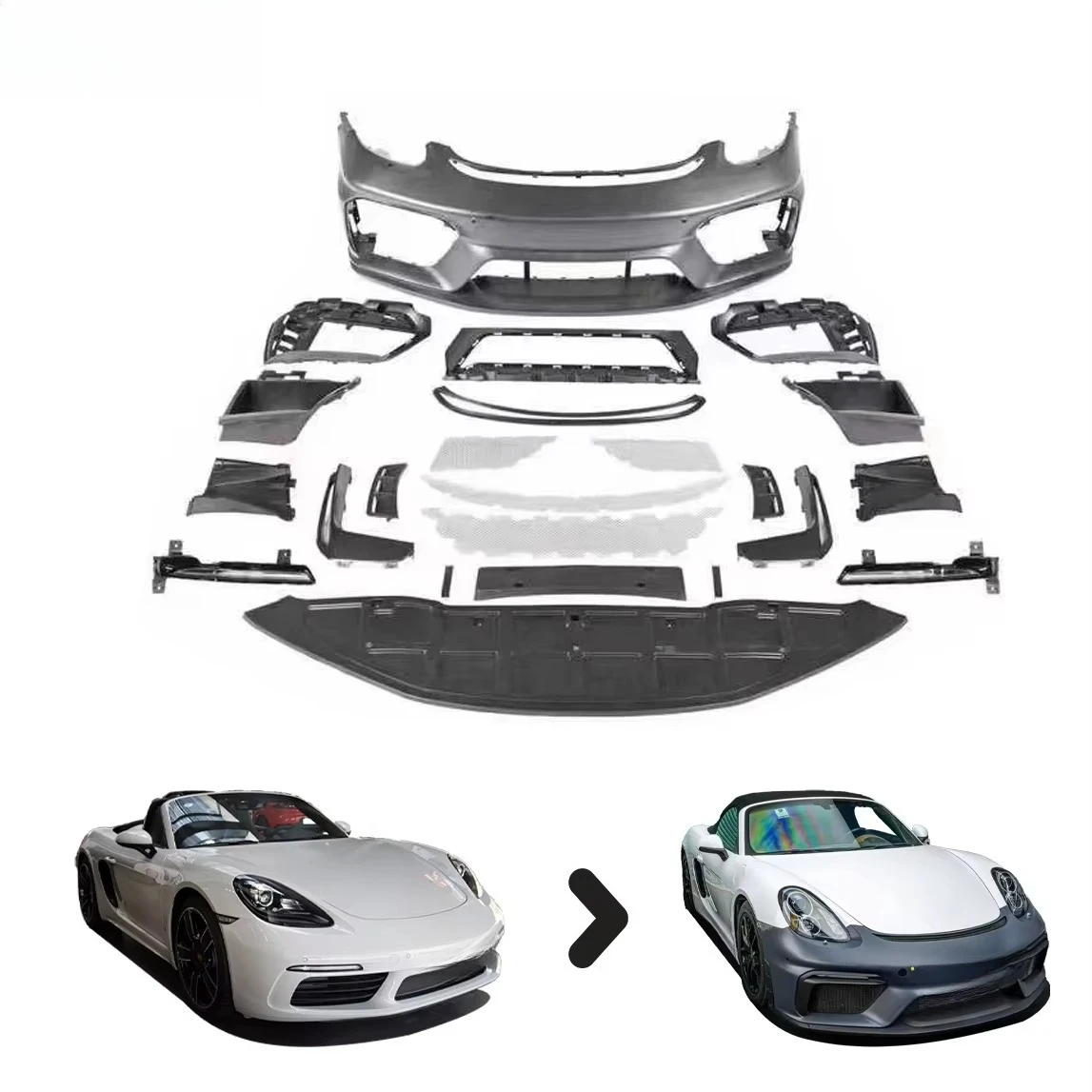Auto Modification Conversion Body Kit for Boxster Cayman 981 2012 2013 2014 2015 2016 Upgrade to 982 GT4 2024 Bumper