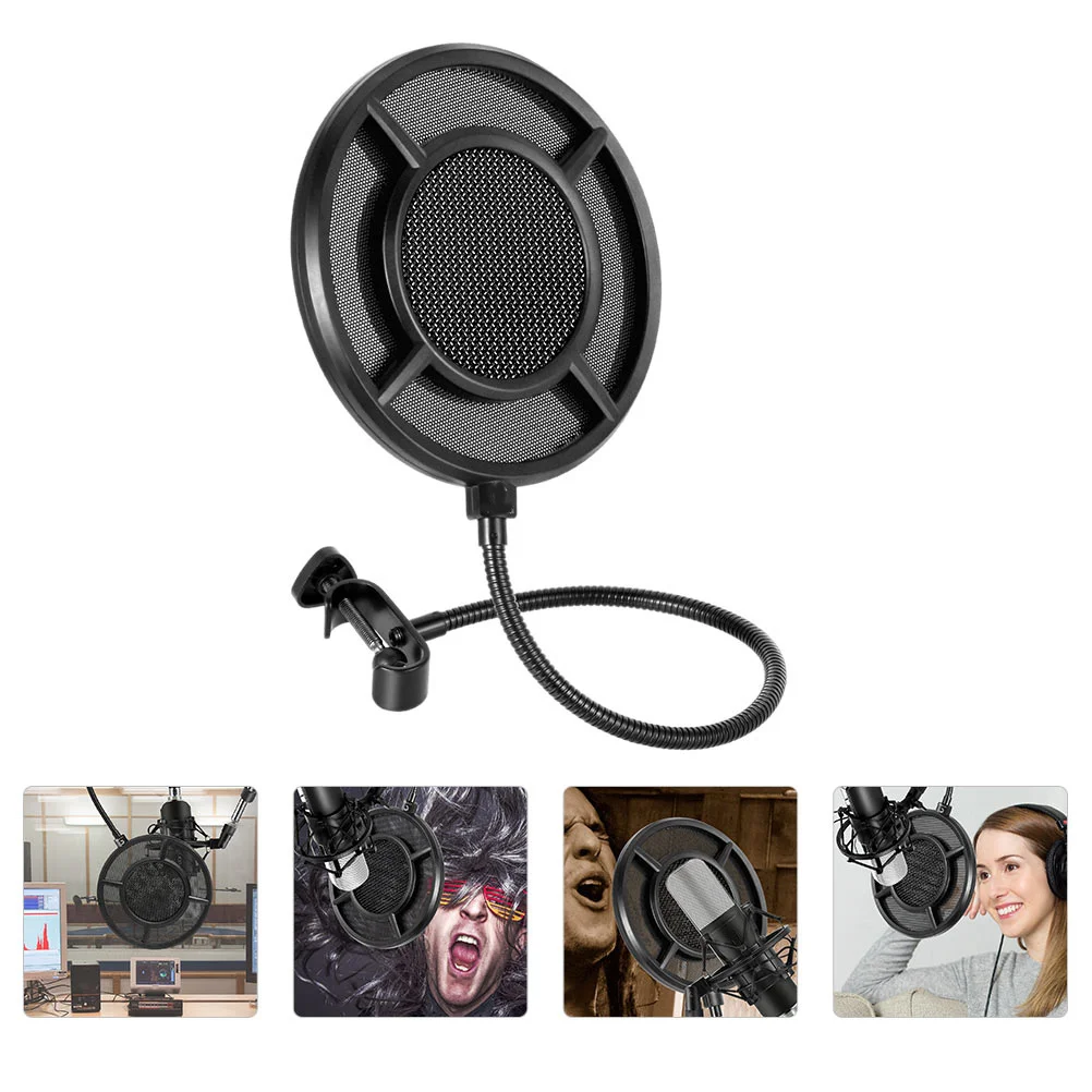 

1pc Microphone Wind Screen Filter Black Blowout Proof Dust Proof For Recording Studio Stage Portable Mic Cover Shield Filter