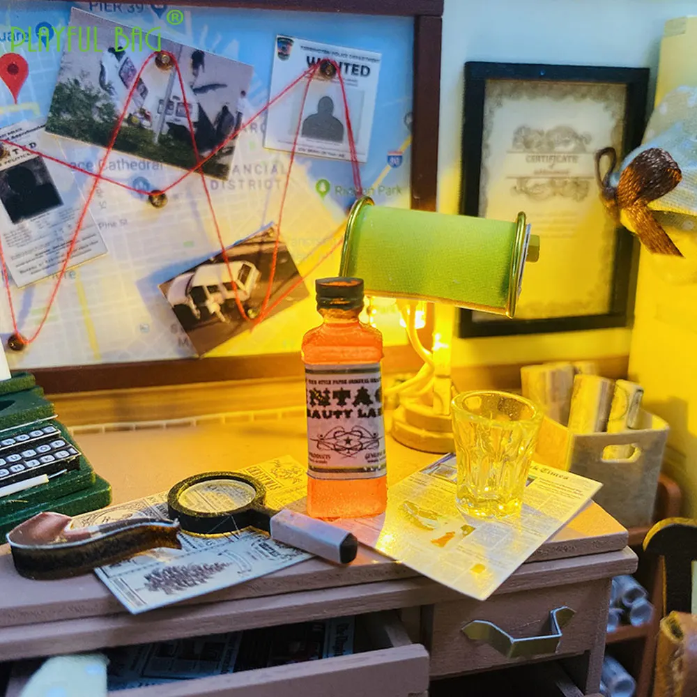DIY Cabin Building ตุ๊กตา House Magic Detective Agency Creative Handmade Mini 3D ปริศนาไม้ของเล่นเด็กของขวัญ HG381