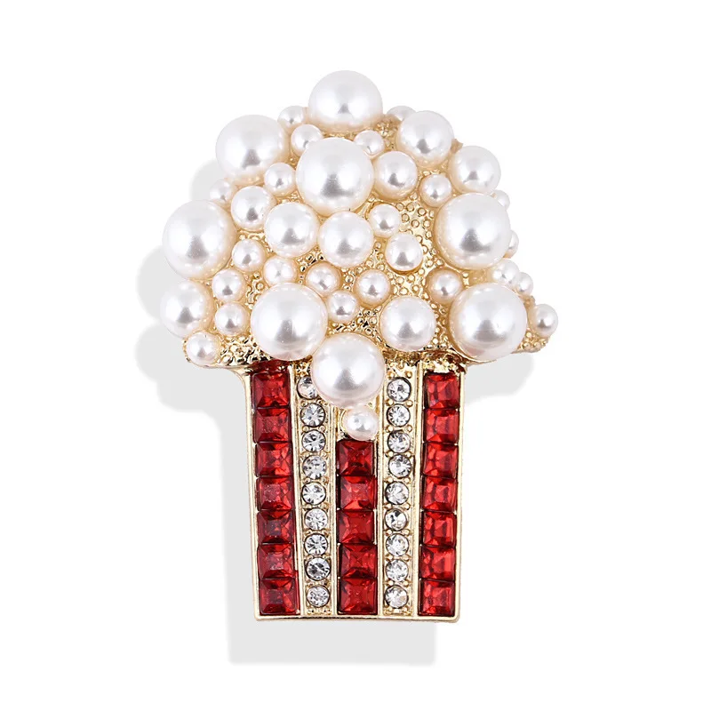 1 PCS pearl popcorn rhinestone boutonnier brooch women's high-end temperament chest flower accessories luxury clothes accessory