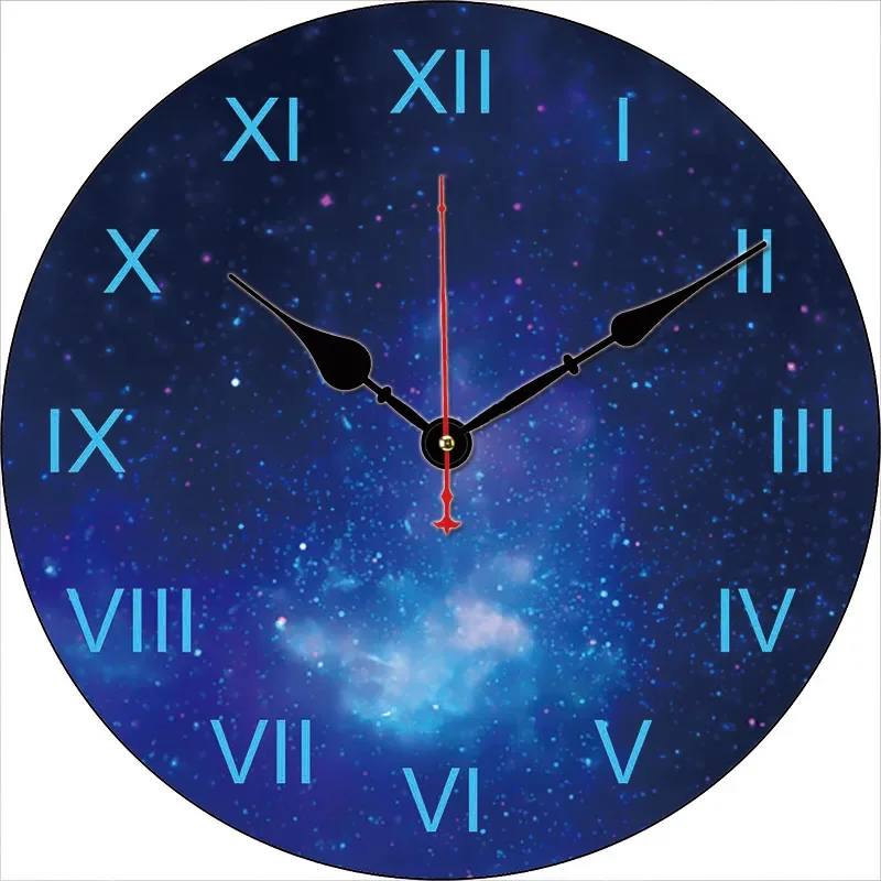 Starry Sky Kitchen Round Wall Clock Large Dinning Restaurant Cafe Decorative Wall Clock Silent Non-Ticking Nice For Gift