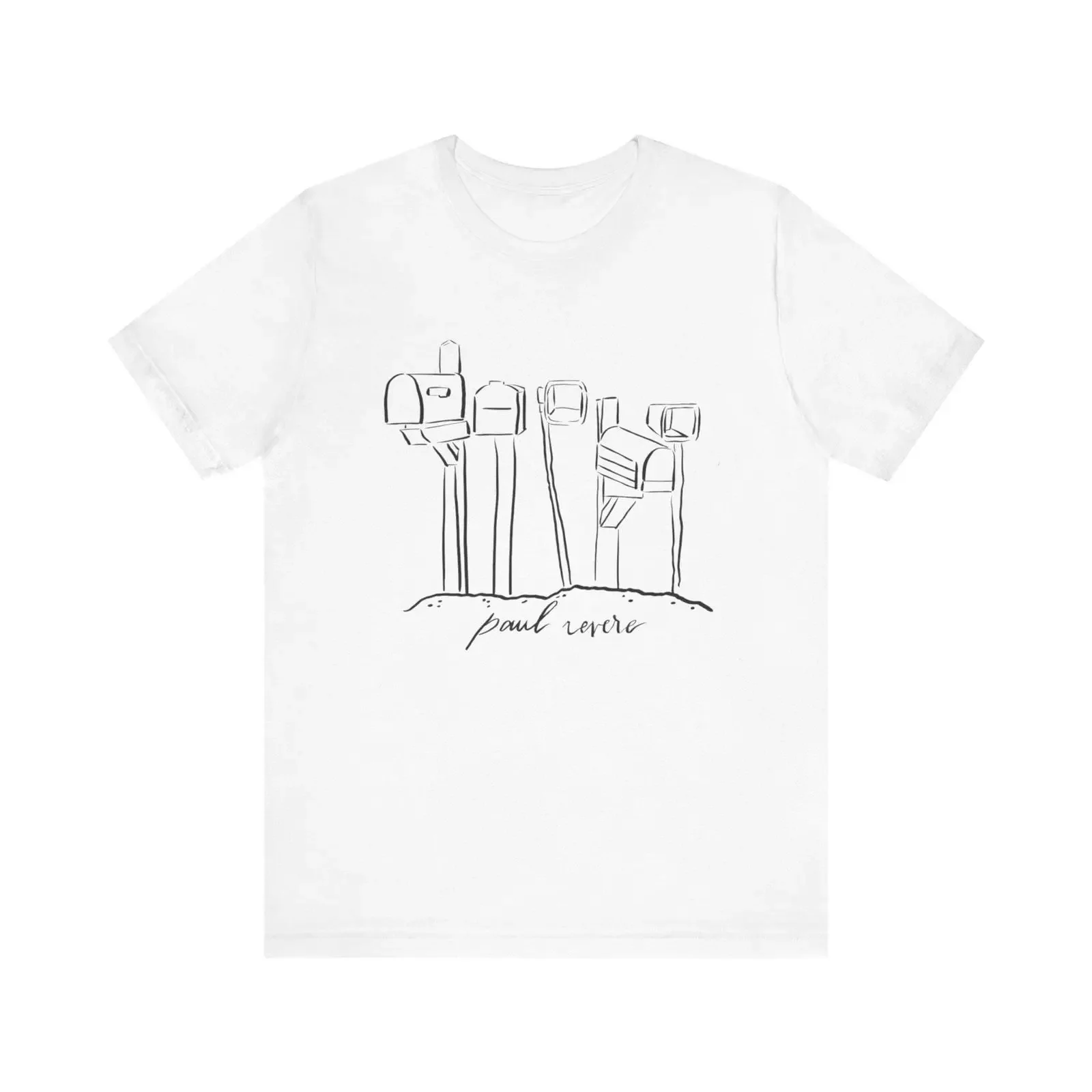 Paul Revere Mailbox New England History Lover T Shirt Original Hand Drawn vintage Washed Comfortable streetwear Versatile