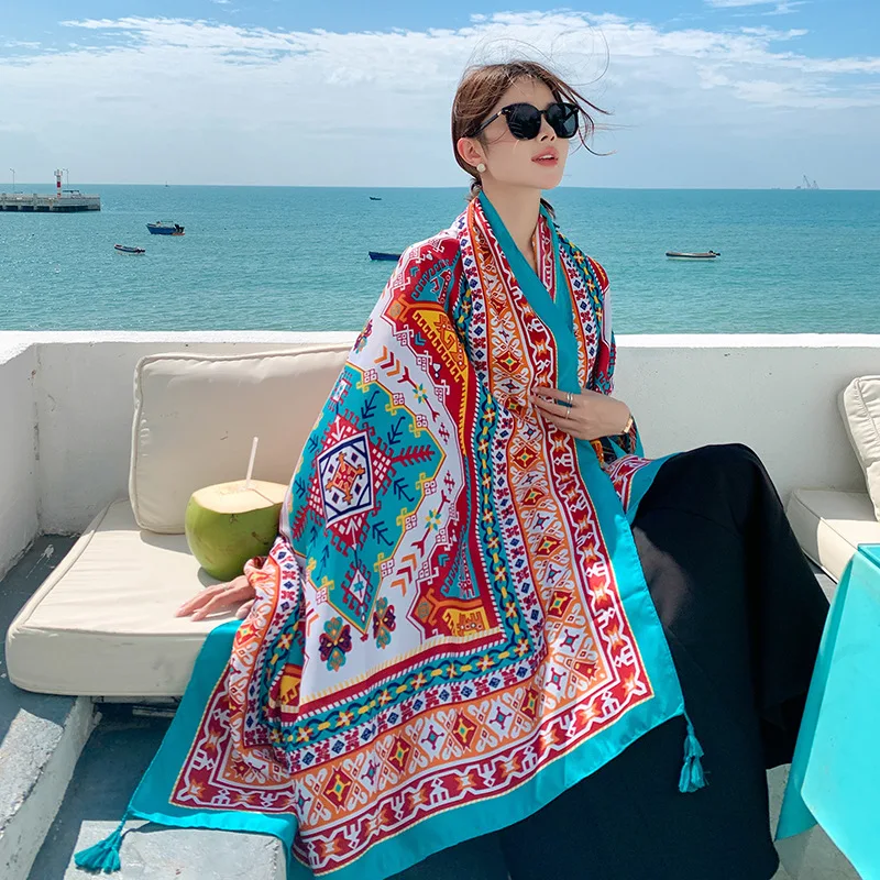 

High quality sun-screen silk scarf for women sun protection shawl outdoor activities travel sun-block beach wear