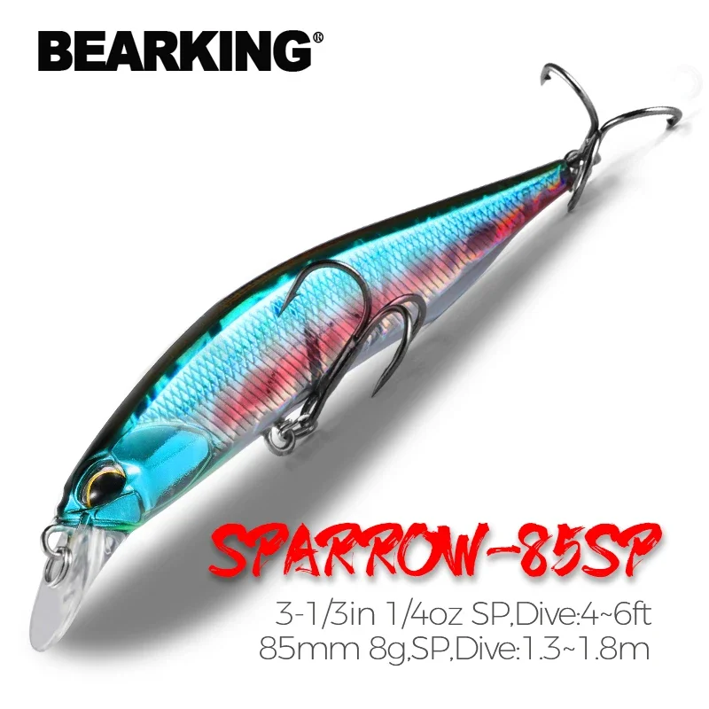 

BEARKING 85mm 8g hot model fishing lures hard bait 14color for choose minnow quality professional minnow depth1.3-1.8m