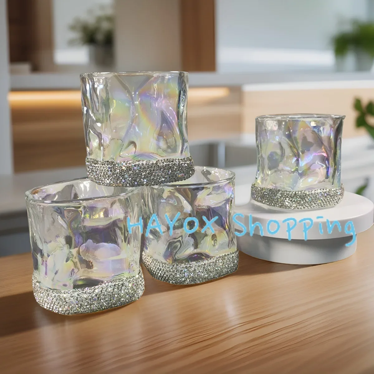 Special-shaped Twist Glass Twisted Glass Mug High Beauty Diamond Inlaid Home Colorful Irregular Glass Cup Trendy European Style